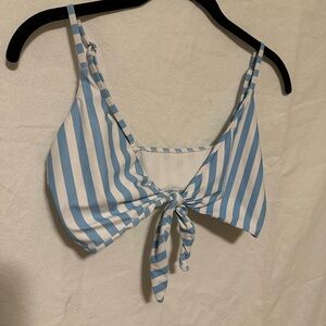 Blooming Jelly Striped Tie-Front Blue & White Women's Bikini Size M